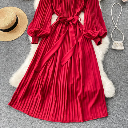 Simple Chiffon Long Sleeve Dress A Line Fashion Dress  10845