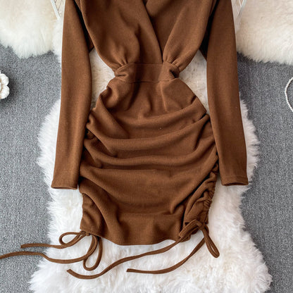 Sexy V Neck Long Sleeve Dress Fashion Dress  10842