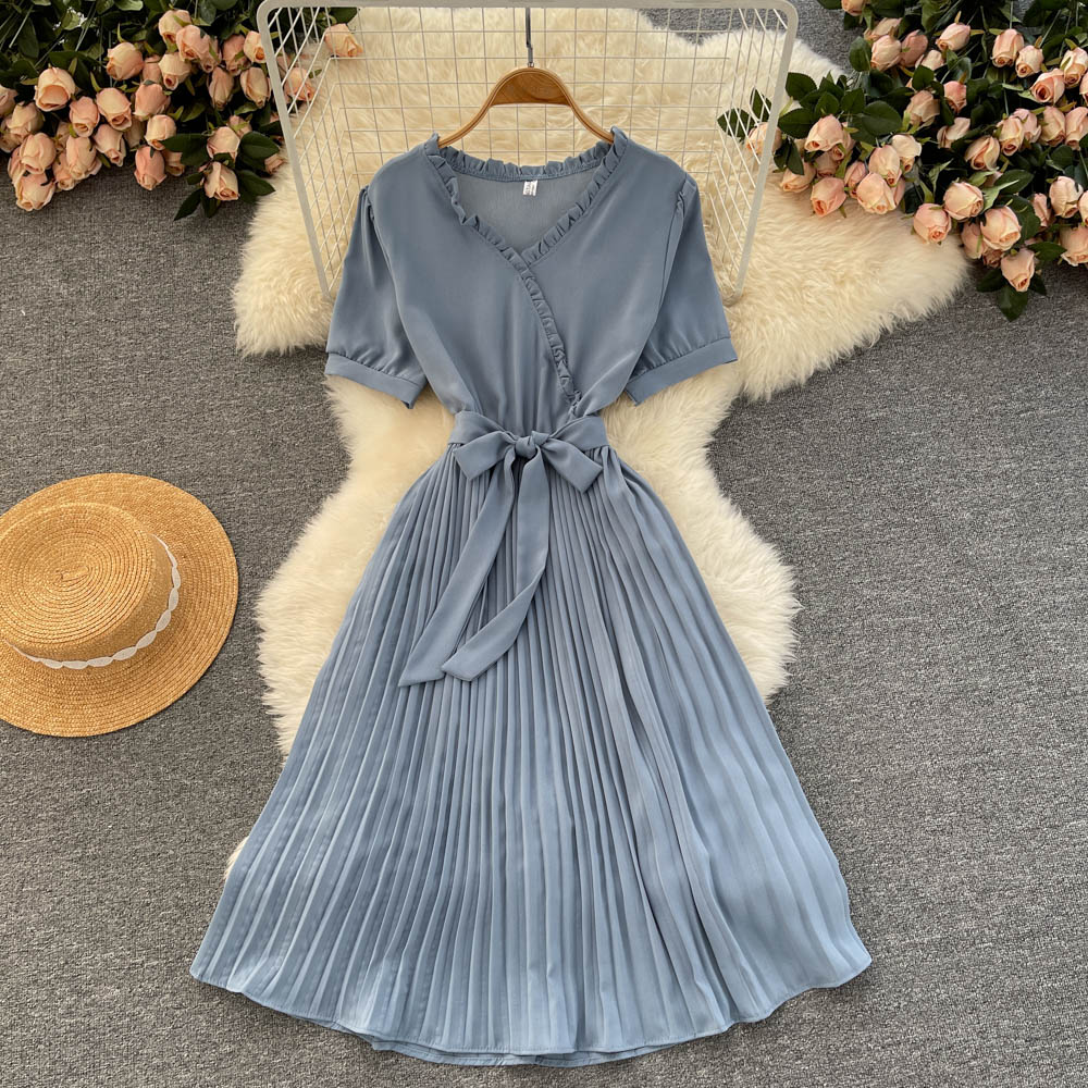 Cute V Neck Chiffon Short Dress Fashion Dress  10816
