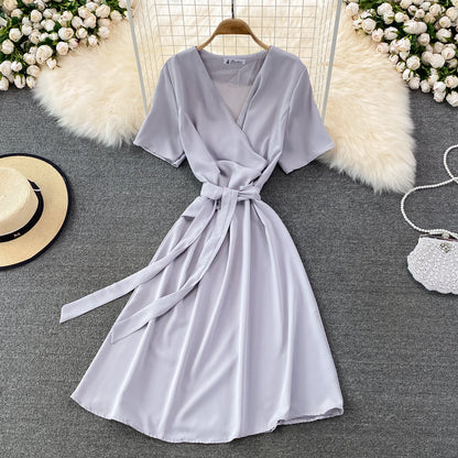 Simple V Neck Short Dress Fashion Dress  10865