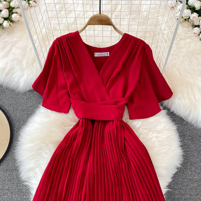 Simple V Neck Short Dress A Line Fashion Dress  10728