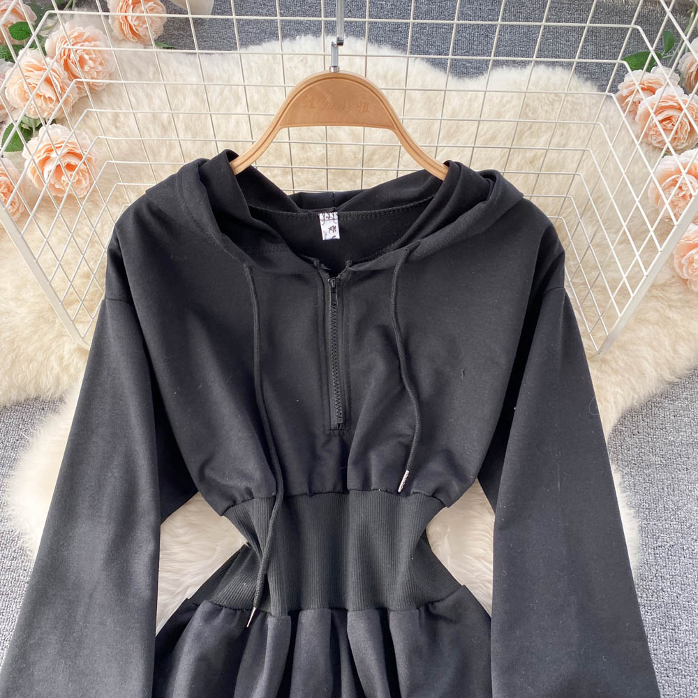 Casual Hooded A Line Dress  10787