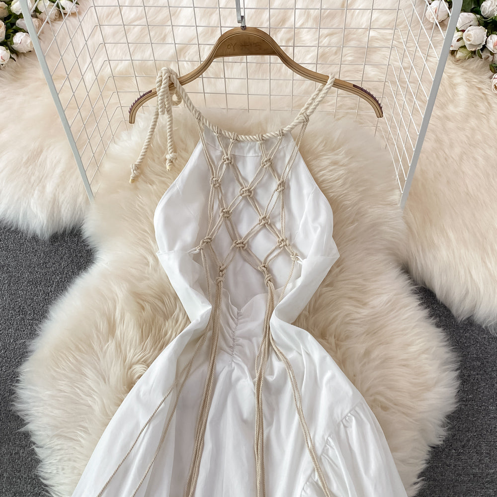 White A Line Backless Short Dress Fashion Dress  10717