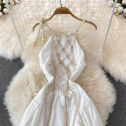 White A Line Backless Short Dress Fashion Dress  10717