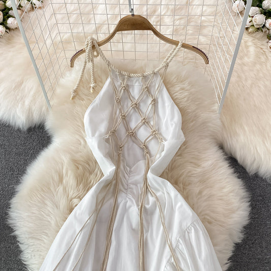 White A Line Backless Short Dress Fashion Dress  10717