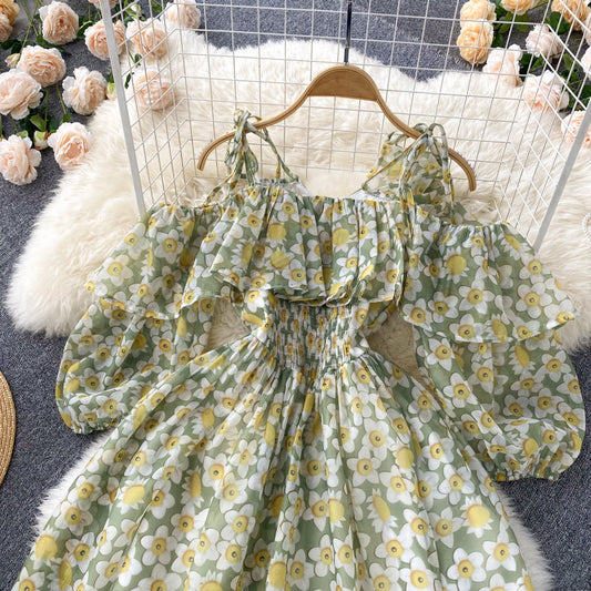 Green A Line Short Dress Fashion Dress  10660
