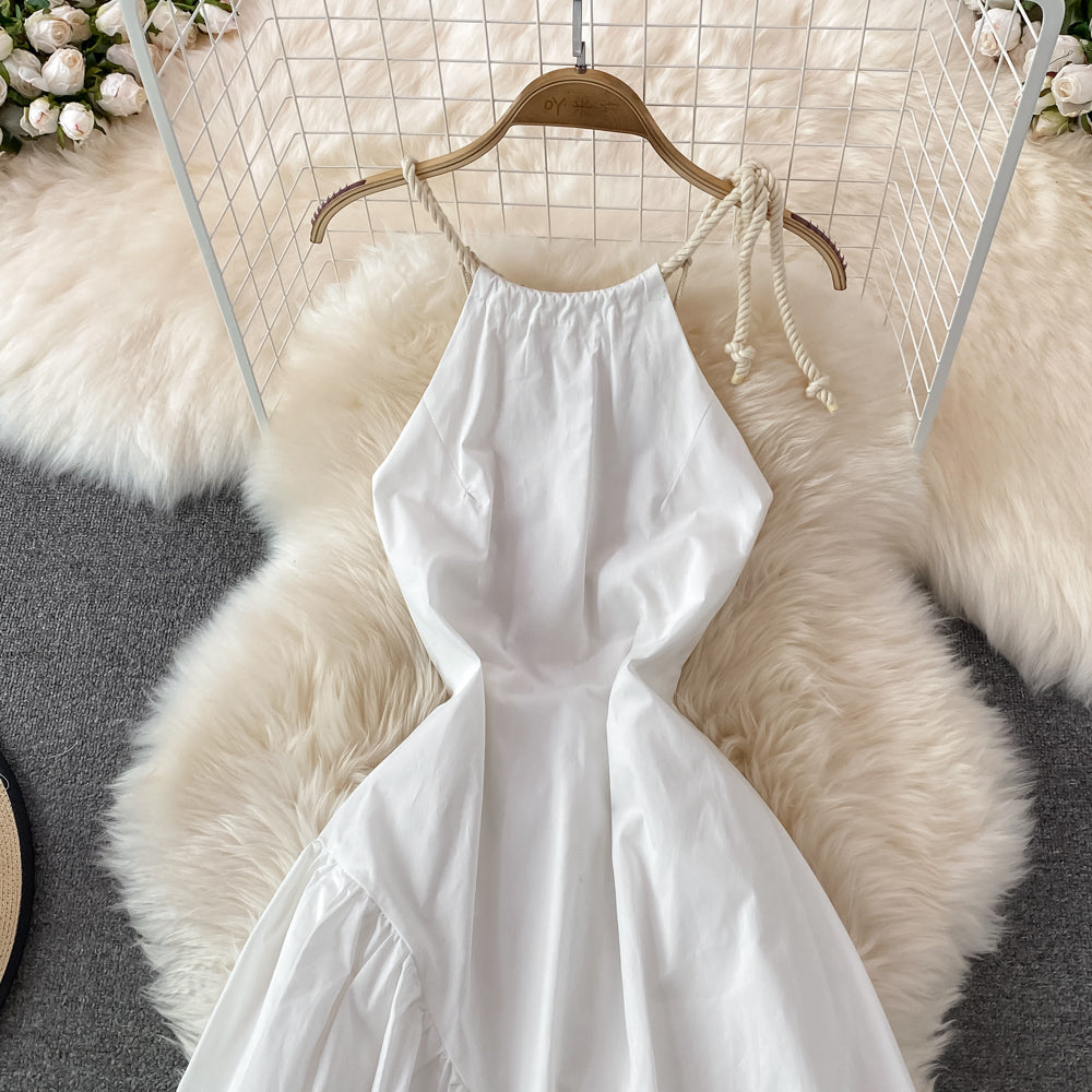 White A Line Backless Short Dress Fashion Dress  10717