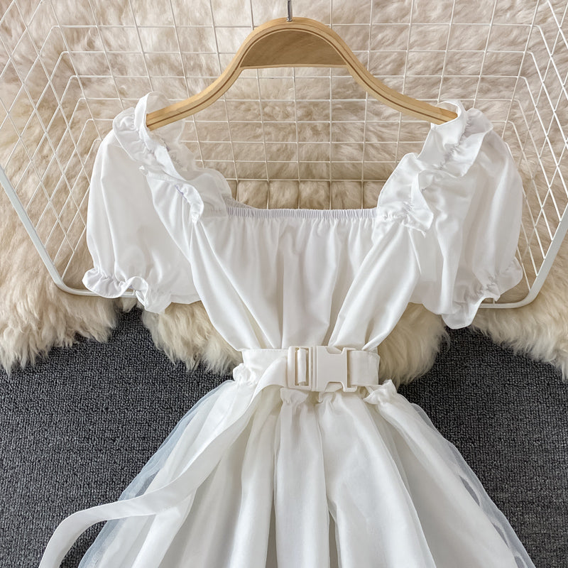 A Line High Low Dress White Fashion Dress Black A Line Dress  10678