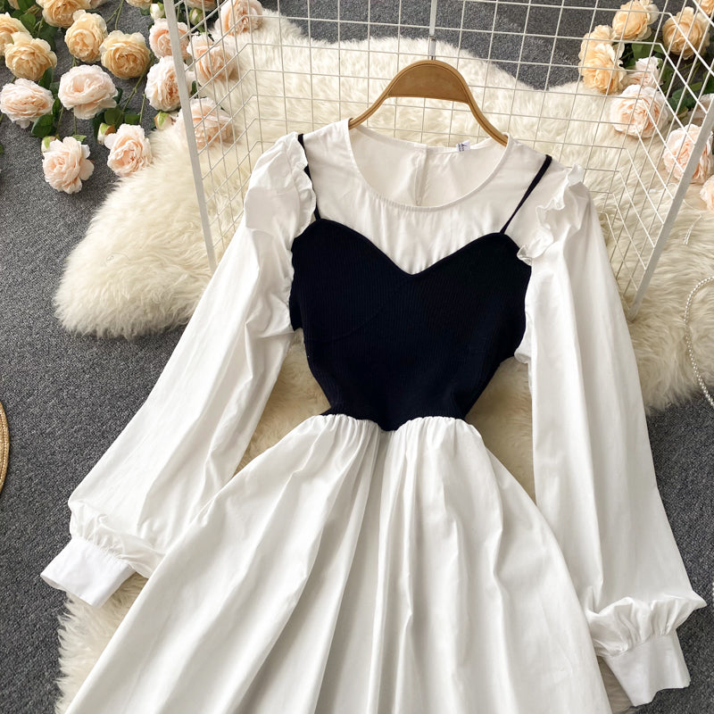 Cute A Line Long Sleeve Dress A Line Fashion Dress  10666