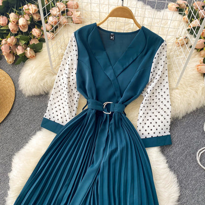 Cute V Neck Long Sleeve Dress A Line Fashion Dress  10667