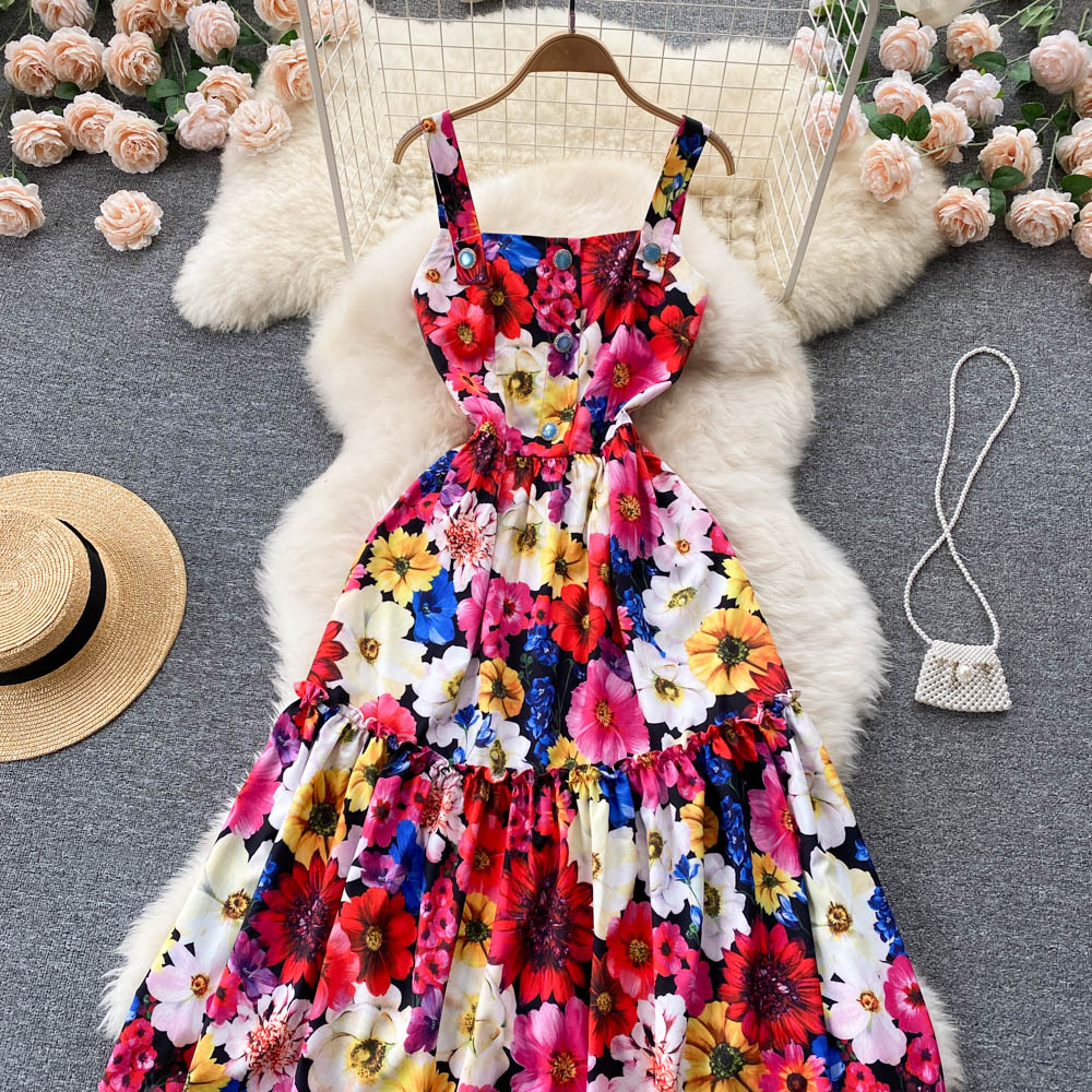 Cute A Line Floral Dress Fashion Dress  10663