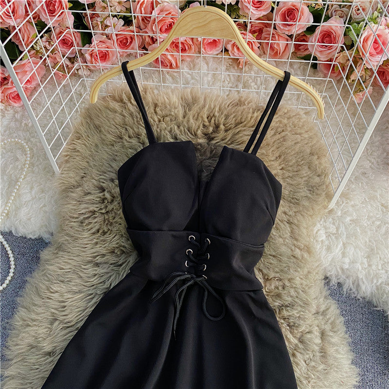A Line Lace Up Dress Fashion Dress  10699