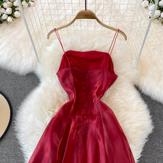 Red Tulle Short Dress A Line Fashion Dress  10726