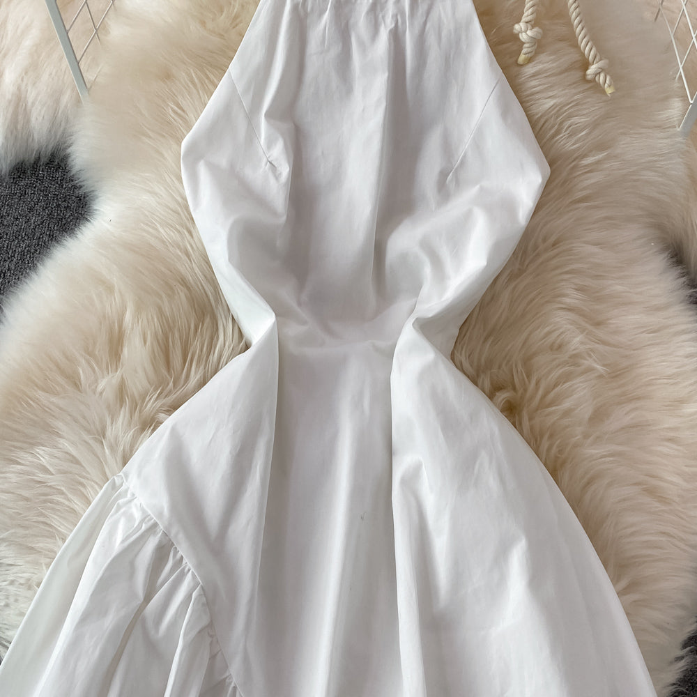 White A Line Backless Short Dress Fashion Dress  10717