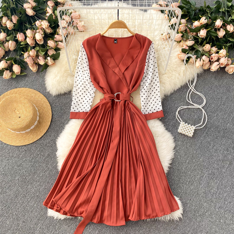 Cute V Neck Long Sleeve Dress A Line Fashion Dress  10667