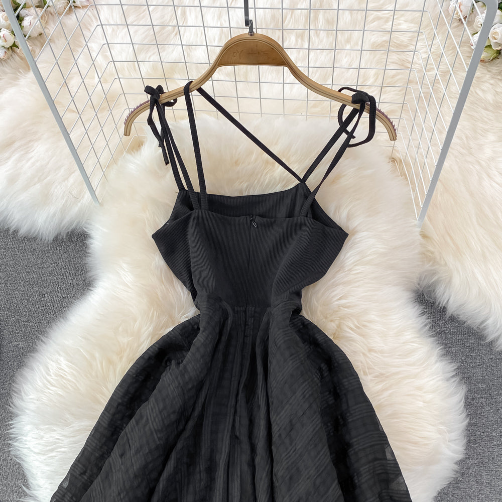 Black Irregular Backless Dress A Line Fashion Dress  10694