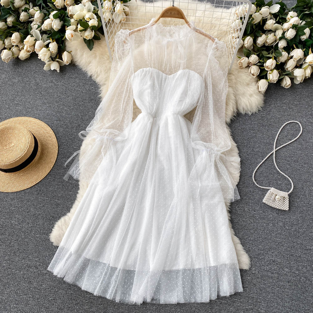 Cute Tulle Long Sleeve Dress Fashion Dress  10659