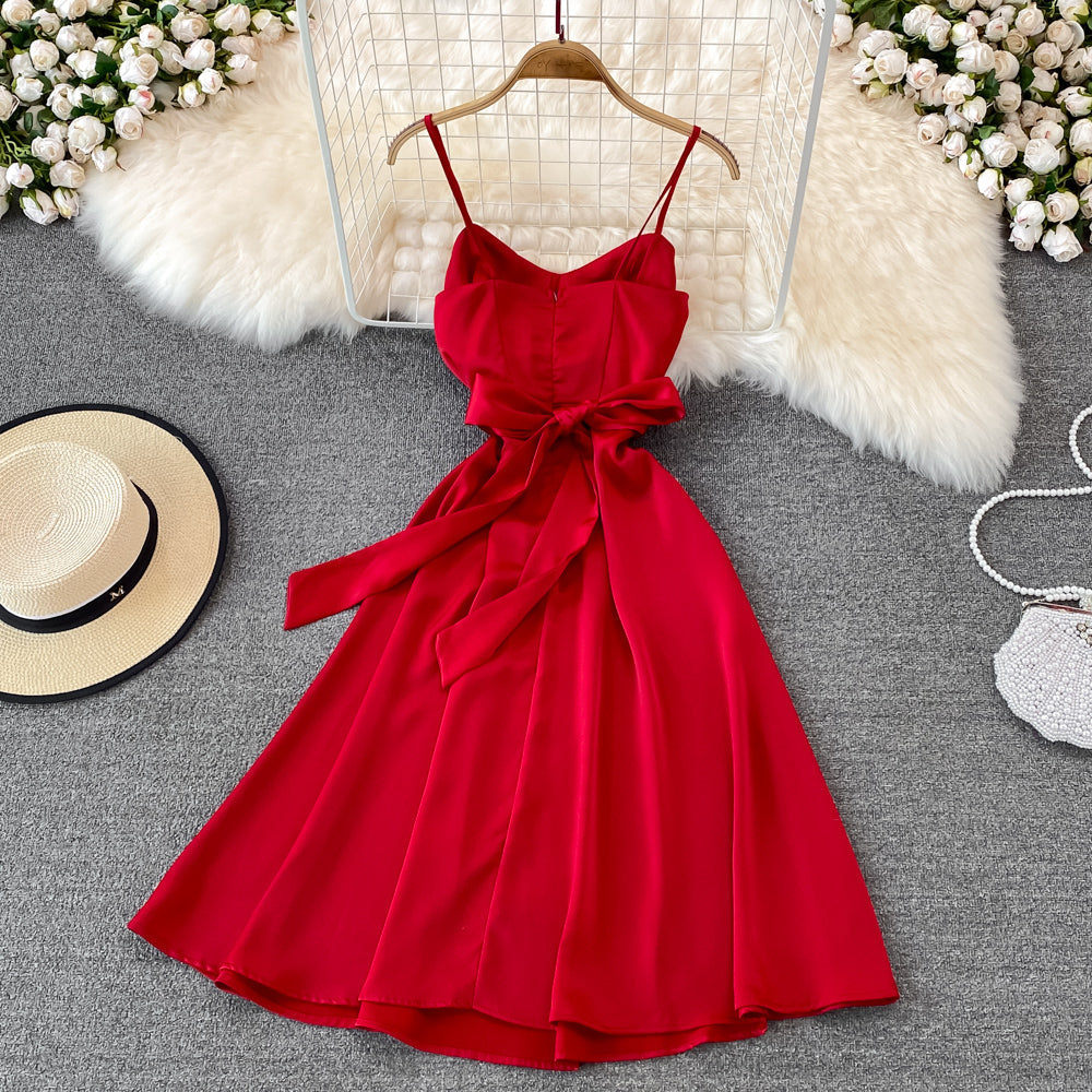 Cute Satin Short Dress A Line Fashion Dress  10716