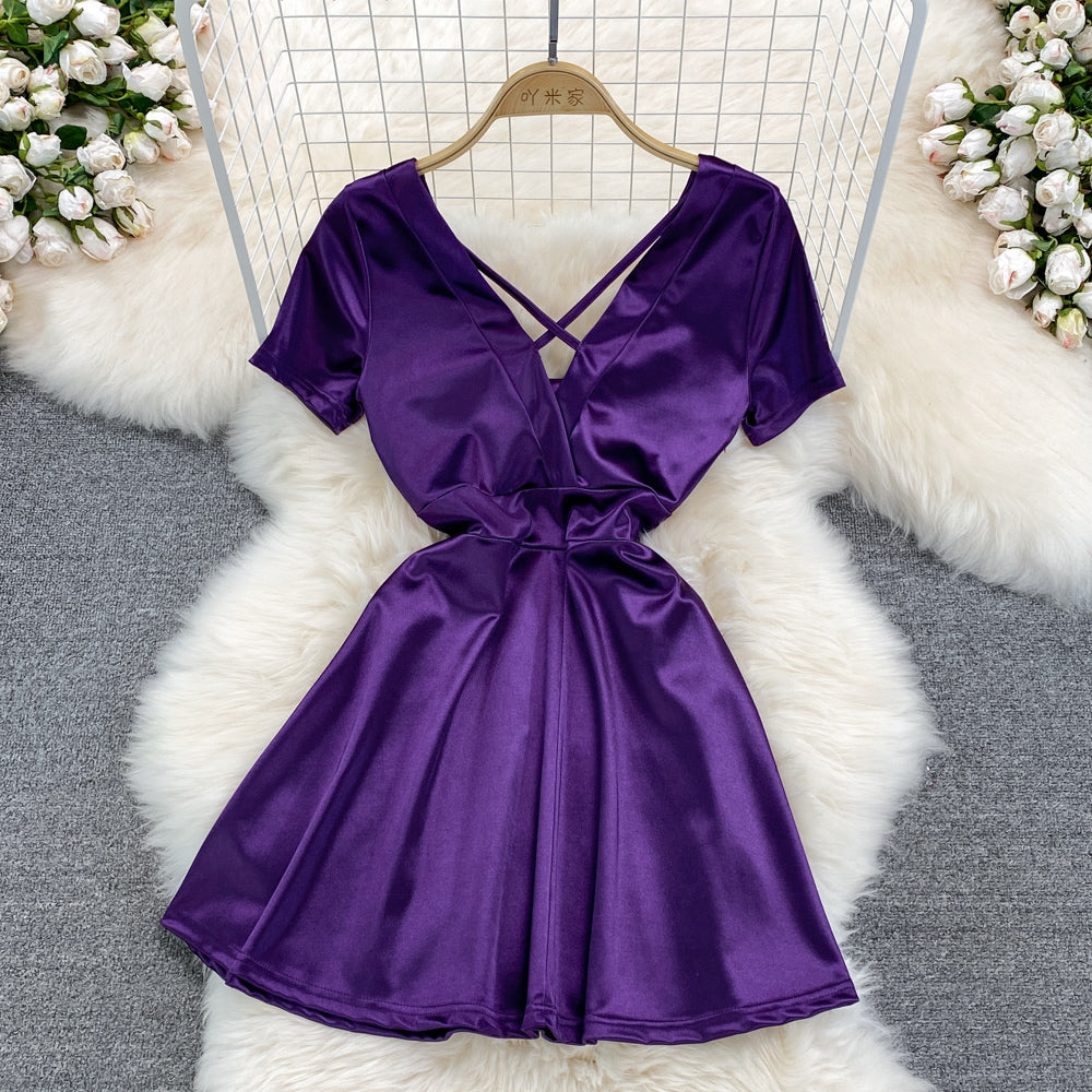 Sexy Bow Short A Line Dress Fashion Dress  10656