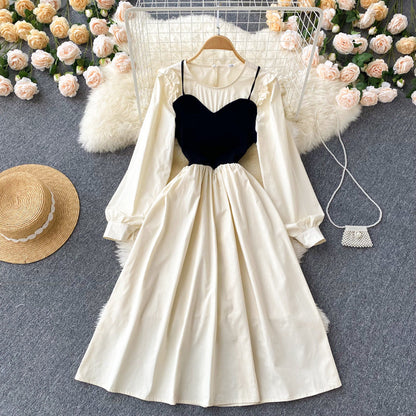 Cute A Line Long Sleeve Dress A Line Fashion Dress  10666