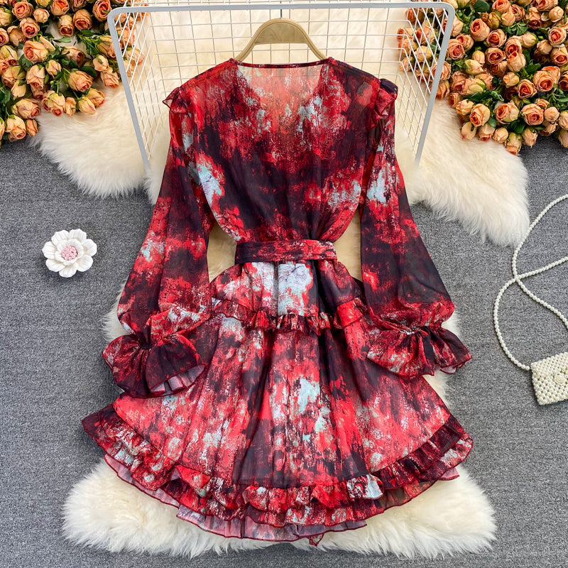 Cute V Neck Short Dress A Line Fashion Dress  10669