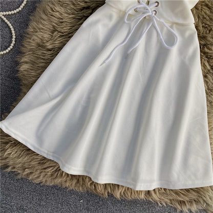 A Line Lace Up Dress Fashion Dress  10699