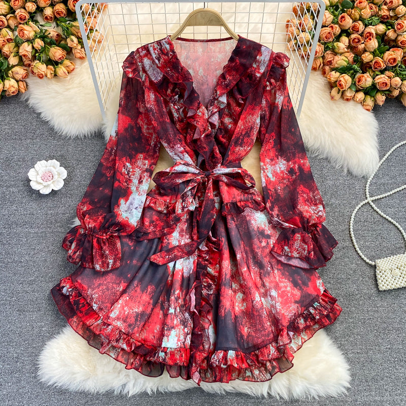 Cute V Neck Short Dress A Line Fashion Dress  10669