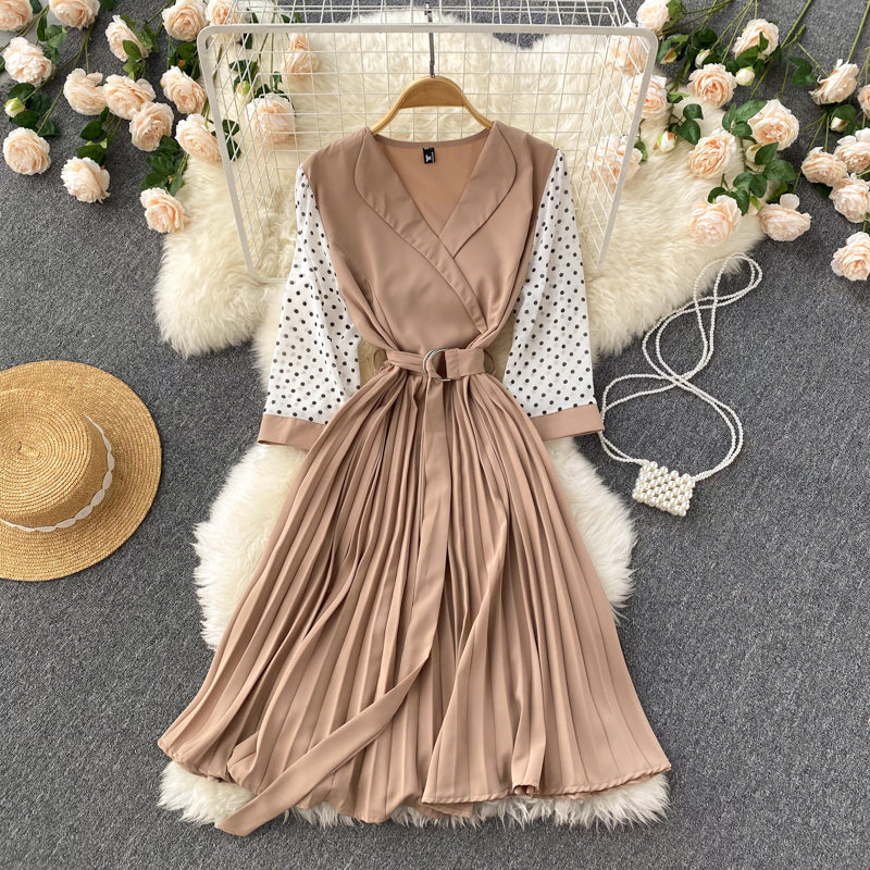 Cute V Neck Long Sleeve Dress A Line Fashion Dress  10667
