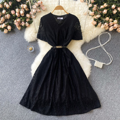 Cute V Neck Lace Short Dress A Line Fashion Dress  10668