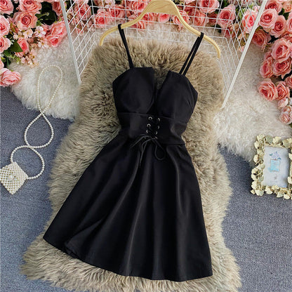 A Line Lace Up Dress Fashion Dress  10699