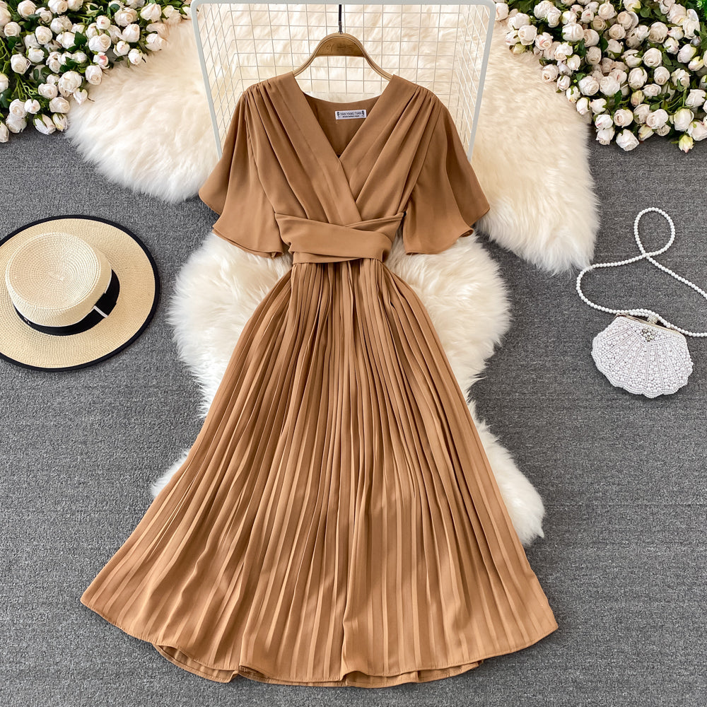 Simple V Neck Short Dress A Line Fashion Dress  10728