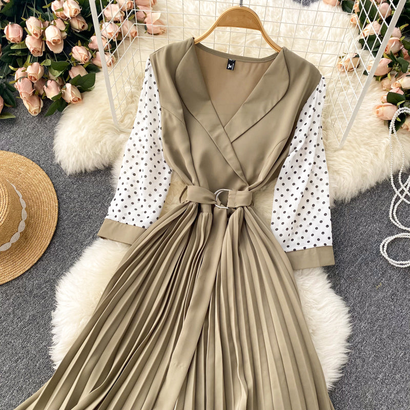 Cute V Neck Long Sleeve Dress A Line Fashion Dress  10667
