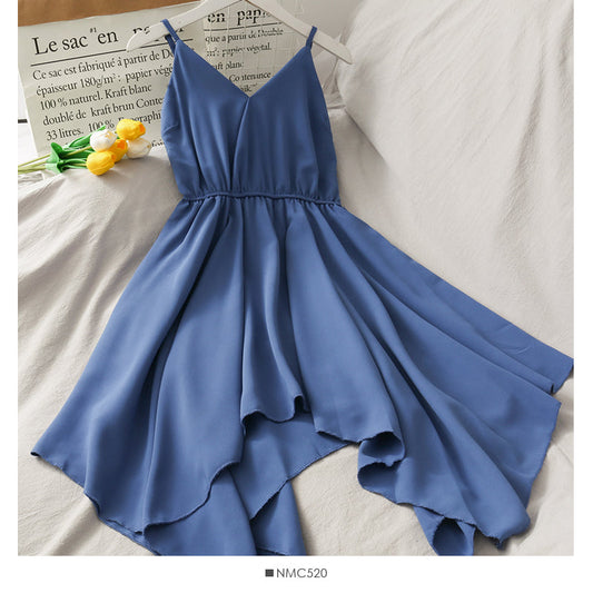 Cute V Neck Irregular Short Dress A Line Fashion Dress  10675