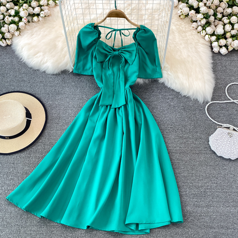 Cute Bow A Line Short Dress  10696