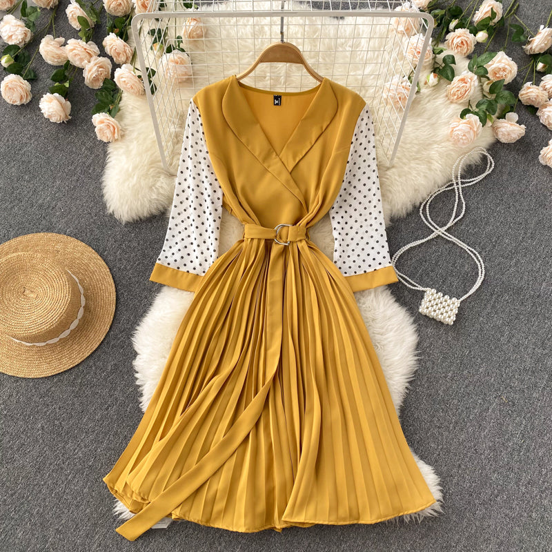 Cute V Neck Long Sleeve Dress A Line Fashion Dress  10667