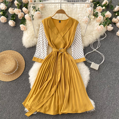 Cute V Neck Long Sleeve Dress A Line Fashion Dress  10667