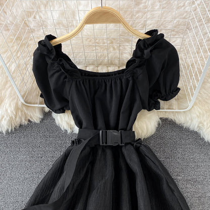 A Line High Low Dress White Fashion Dress Black A Line Dress  10678