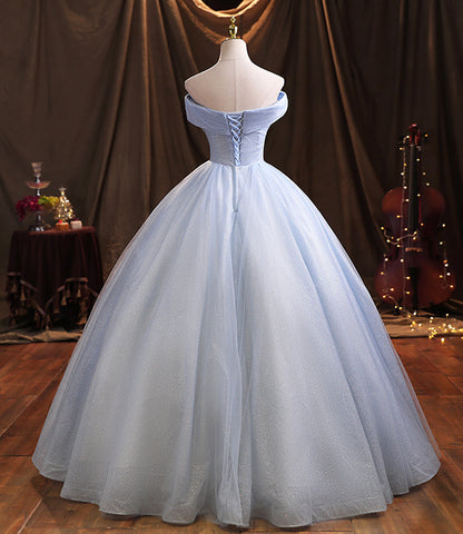 Blue tulle lace long ball gown dress formal dress  10386