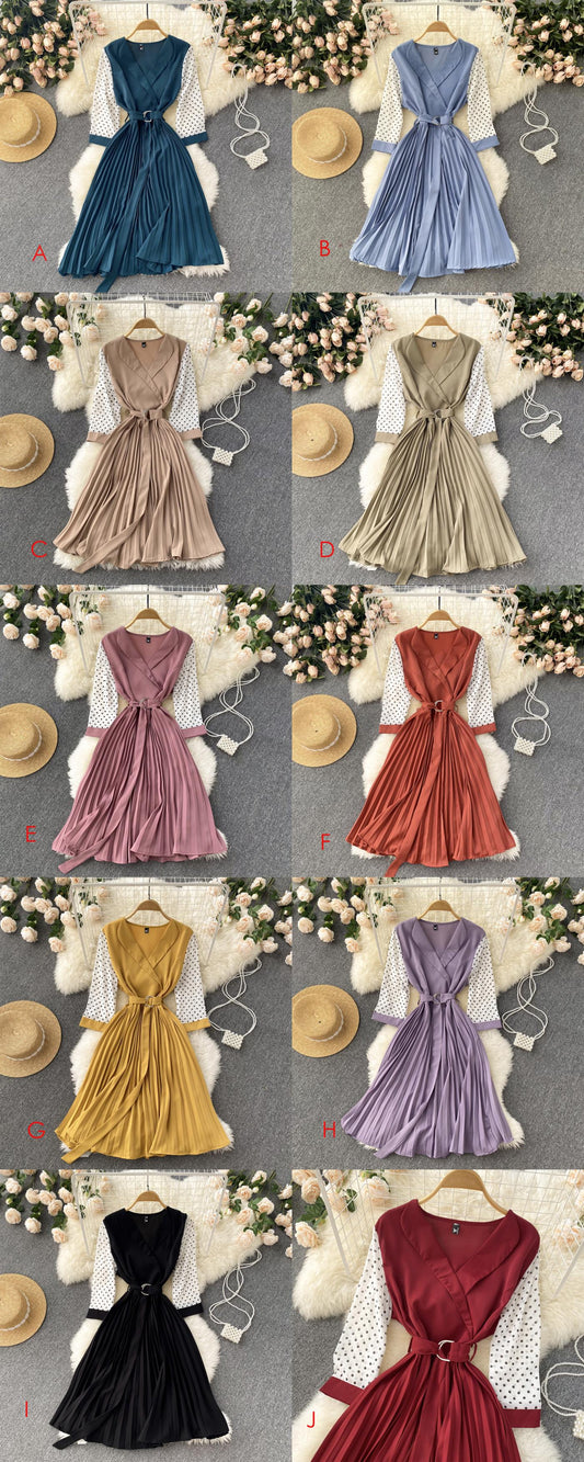 Cute V Neck Long Sleeve Dress A Line Fashion Dress  10667