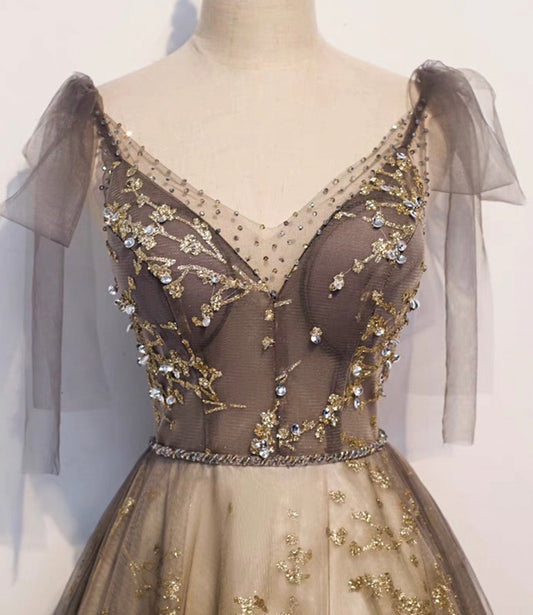 Elegant tulle sequins long prom dress evening gown  10230