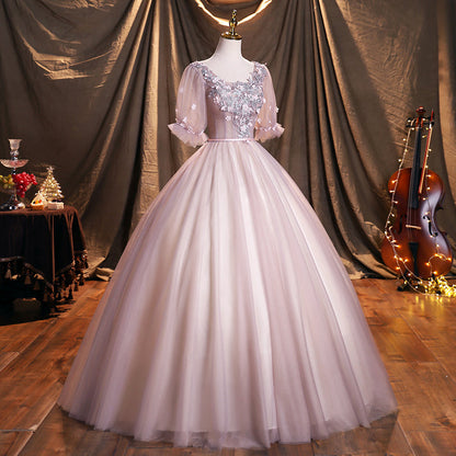 Cute lace long ball gown dress formal dress  10254