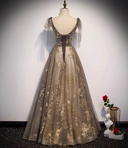 Elegant tulle sequins long prom dress evening gown  10230