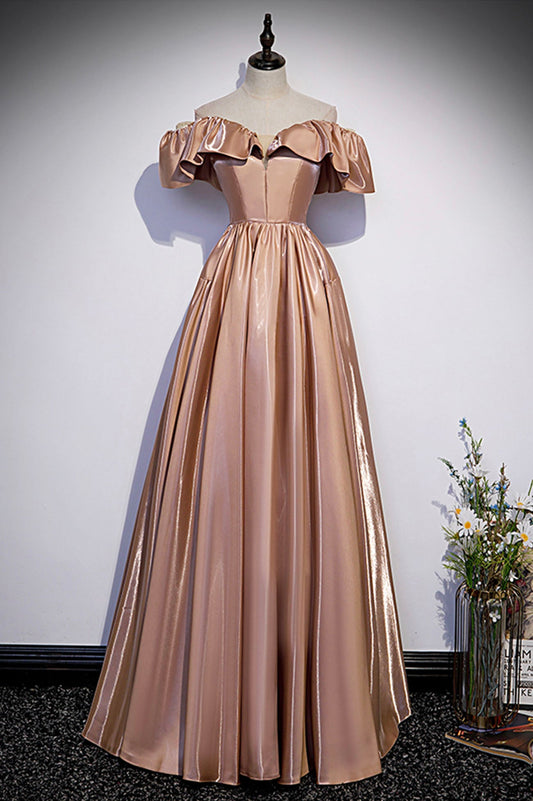 Cute satin long prom dress A line evening gown  10179