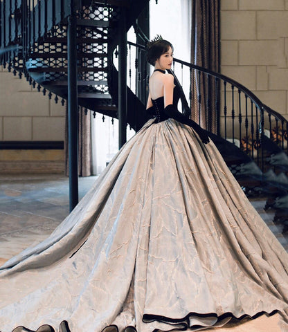 Amazing strapless lace long prom dress formal gown  10202