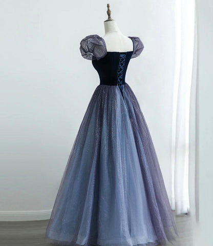 Cute tulle long prom dress A line evening gown  10164
