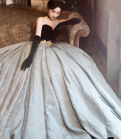 Amazing strapless lace long prom dress formal gown  10202