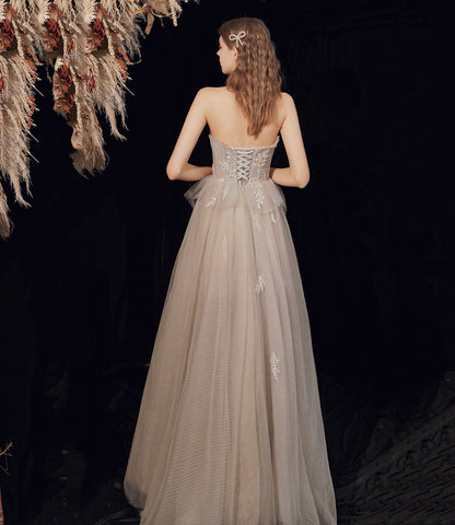 Cute tulle sequins long prom dress evening dress  10189