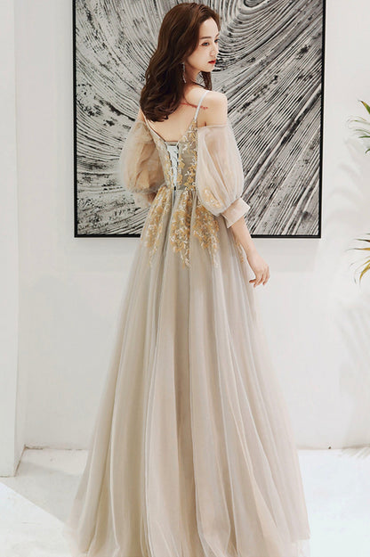 Elegant tulle lace long prom dress evening dress  10172