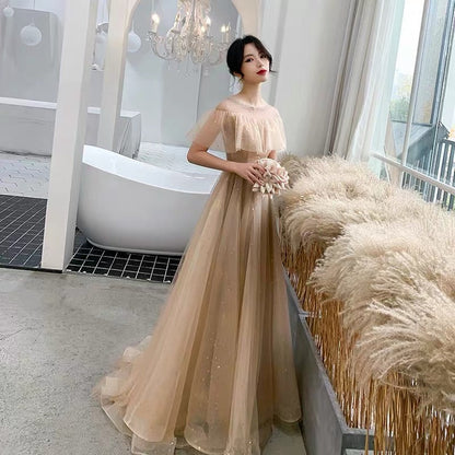 Cute tulle long A line prom dress evening gown  10067