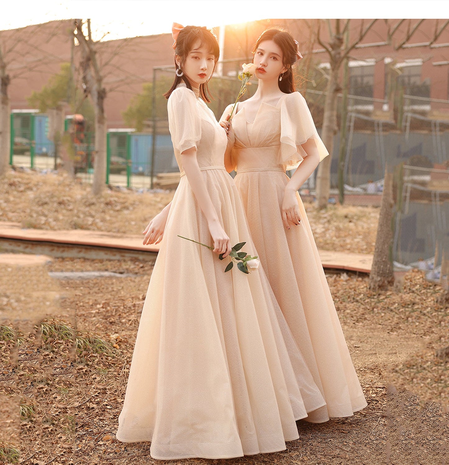 Cute tulle long A line prom dress evening dress  10049